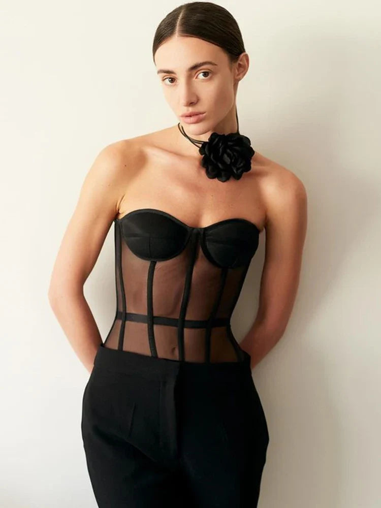Cup Bra Corset Tops Women Black Off Shoulder Back Lace