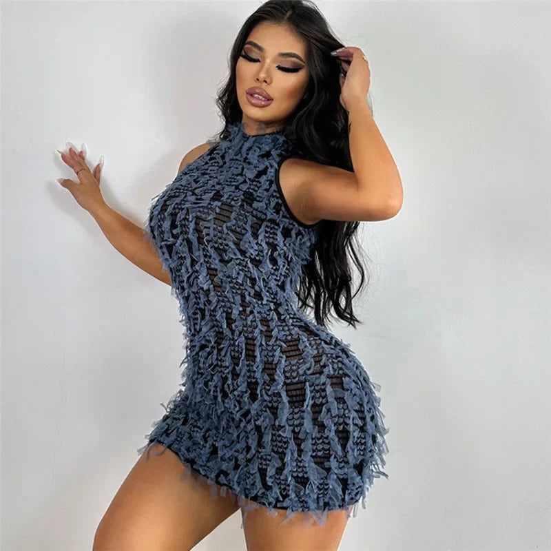 Sexy Sleeveless Bodycon Ruched Party Club Birthday Y2K Dress for Women Summer Fashion Street O Neck Mini Dresses Outfits 2024 - Image 3