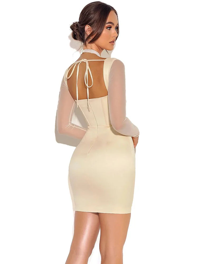 Evening Night Party Dresses Mesh Cross Mini Dresses Women Summer - Image 6