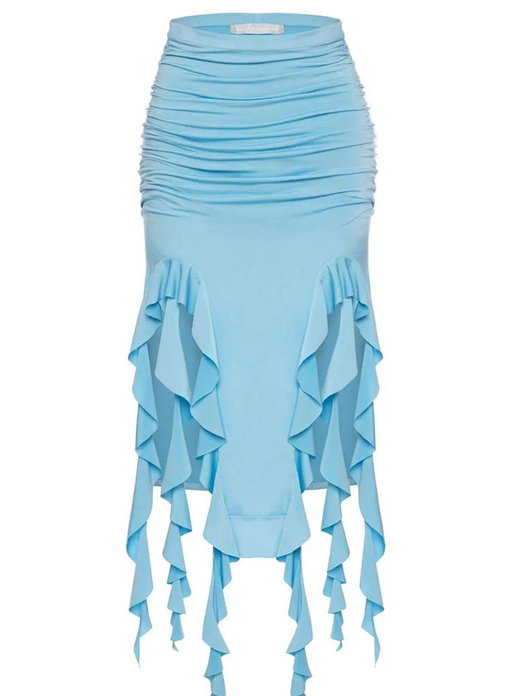 High Waist Bodycon Long Skirt For Women Casual Hollow Out Tassel Faldas Ajustadas Side Slit Party Maxi Skirts Woman - Image 12