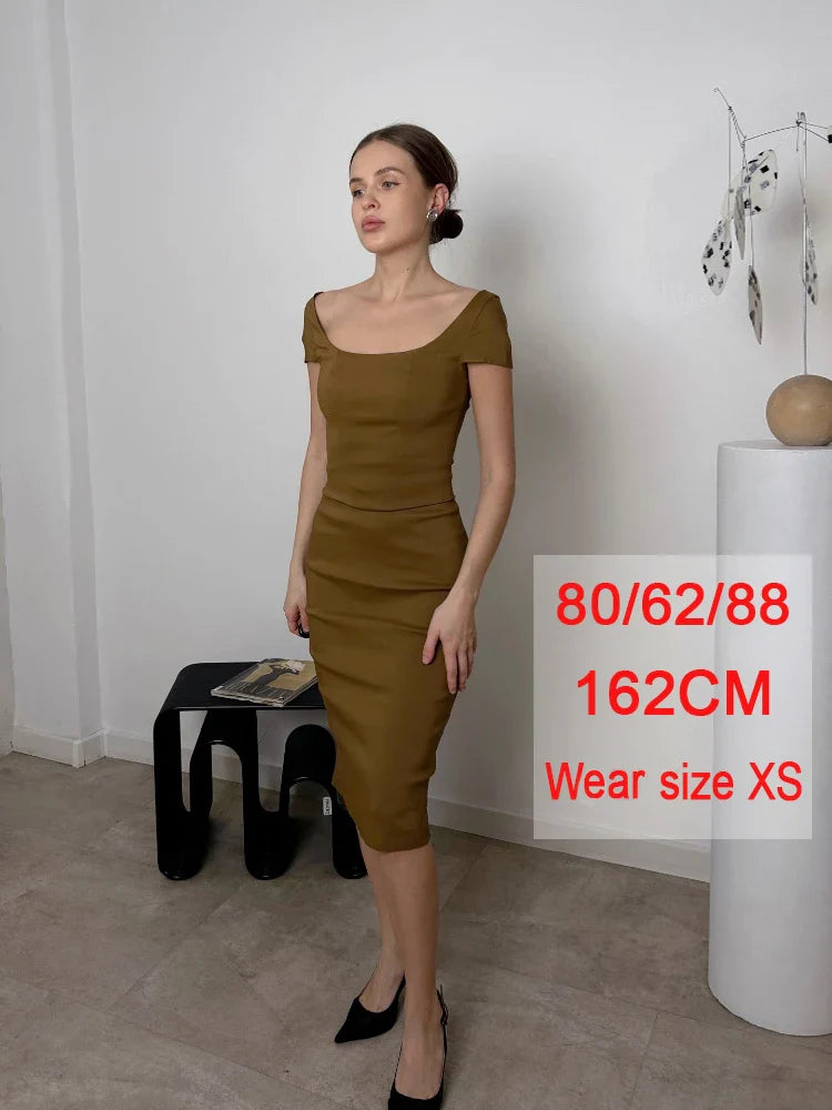 Ginger One Piece Women Dress Cape Sleeve Elegant and Beautiful Office Lady Dress Slim Square Neck Women Clothing - Image 2