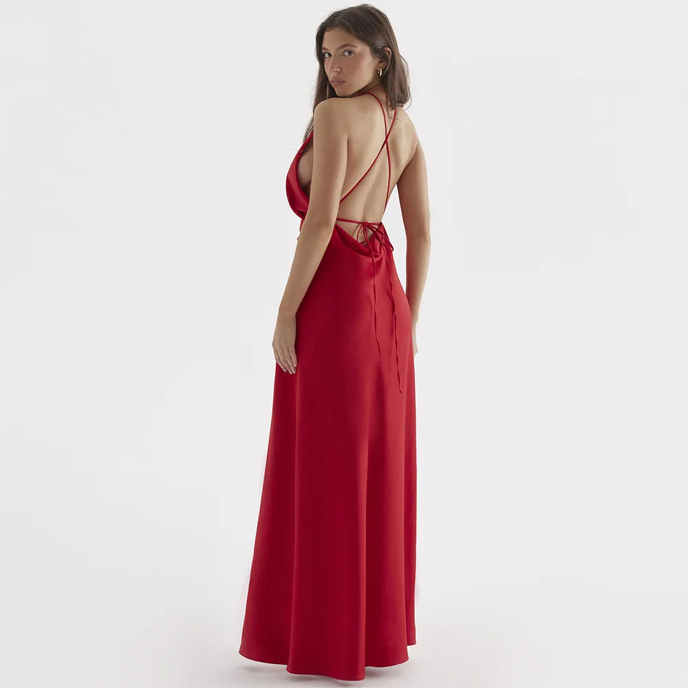White Backless Maxi Prom Dress Sexy Satin Evening Dresses for Dancing Parties Lace Up Dresses for Women Lined - Image 4