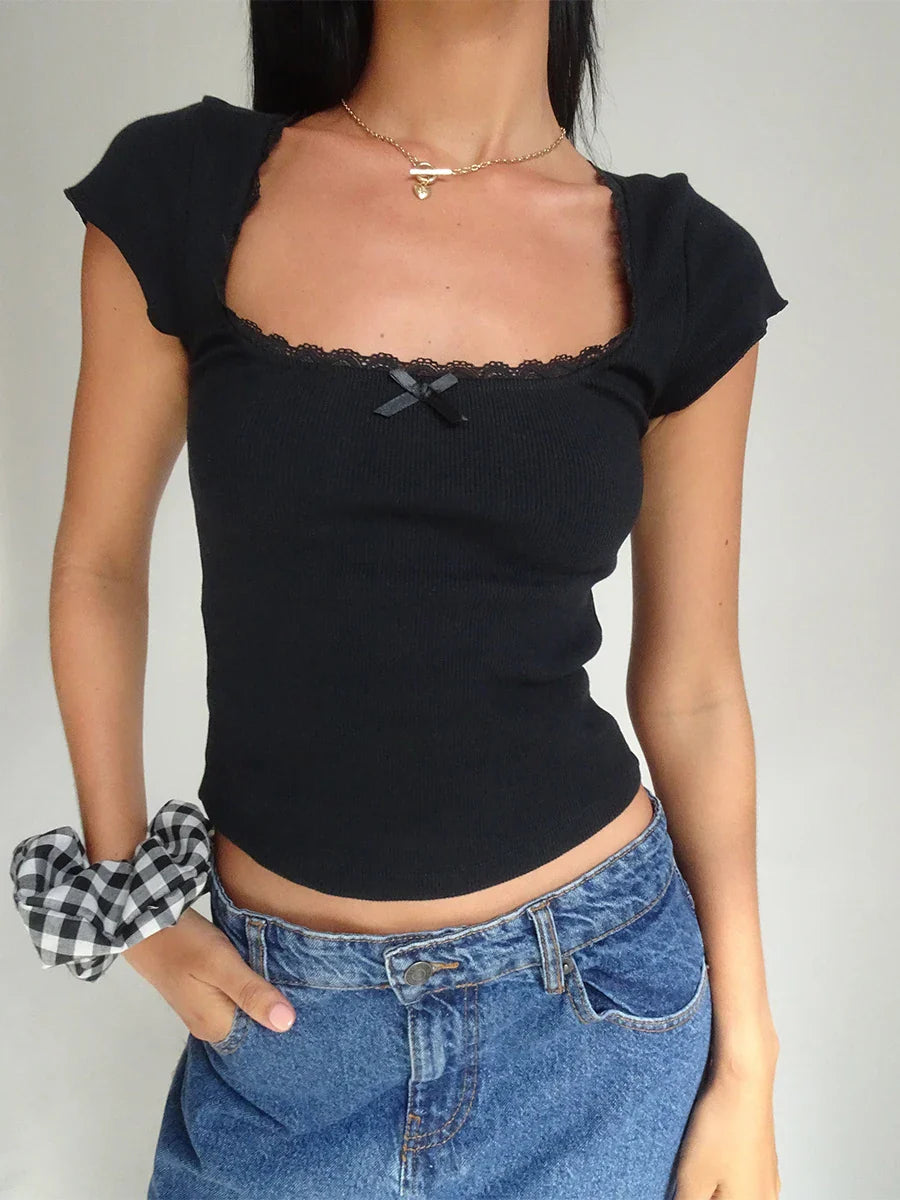 Women Summer Casual Short Sleeve Crop Tops Solid Color Off Shoulder Boat Neck  Backless Slim Fit Tops Streetwear - Image 9