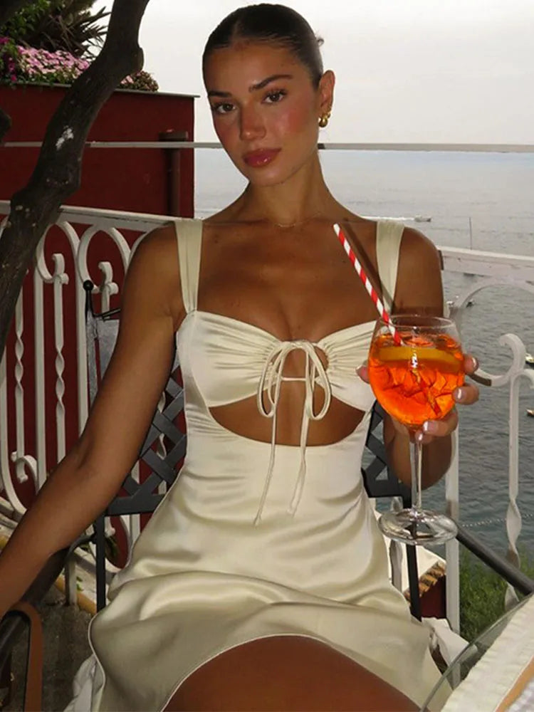 BandSexy Sheath Dress For Women Summer Hollow Out Lace Up Sundress Femme Beach Sexy Slim Elegant Dresses Woman - Image 6