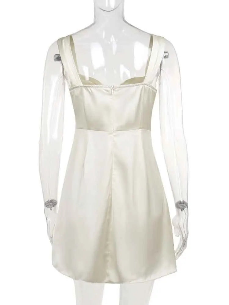 Satin Lace Up Robes Evening Party Dress Women Hollow Out Elegant Sexy Dress Bodycon Mini Summer Dress Vestidos - Image 6