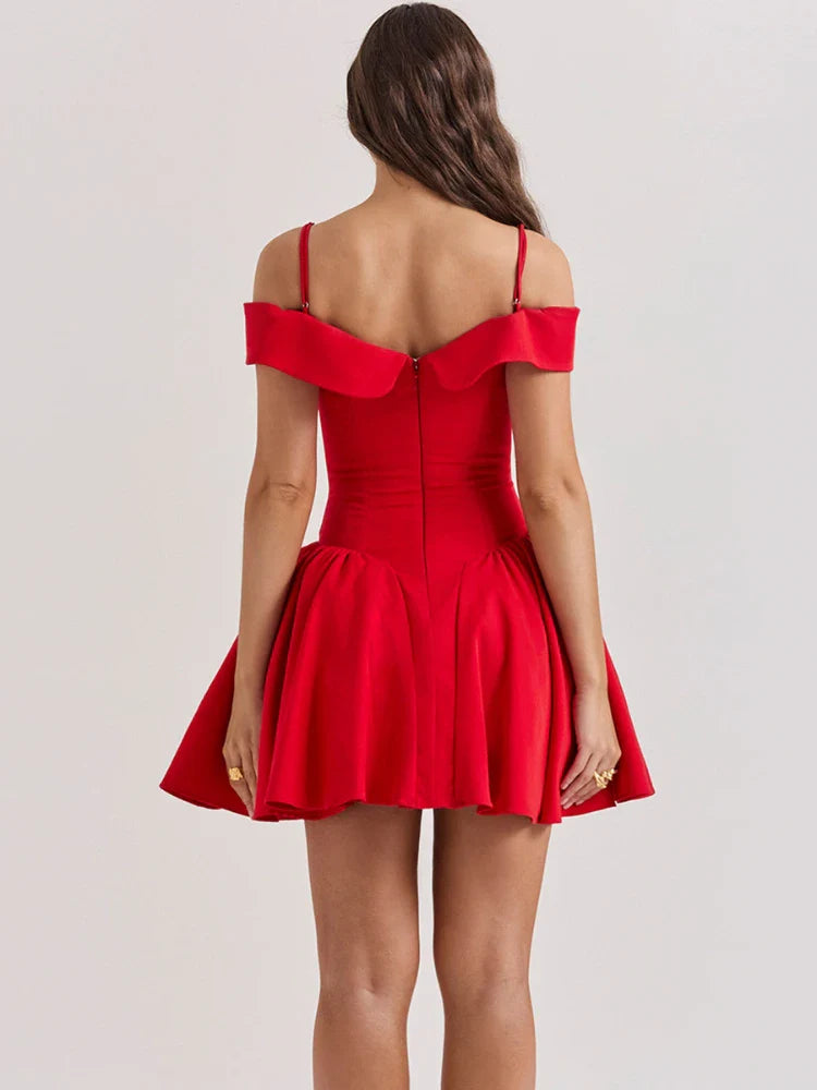 Summer Elegant Off The Shoulder Dress Mini VintA Line Corset Dress Sexy Red Casual Birthday Holiday Women's Dress - Image 6