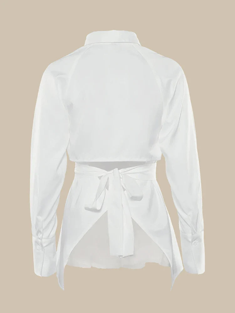 White Shirt Women Blouse Autumn Turn-down Collar Long Sleeve Lace Up Sexy Blouse Shirts Elegant Ladies Streetwear Blusas - Image 5