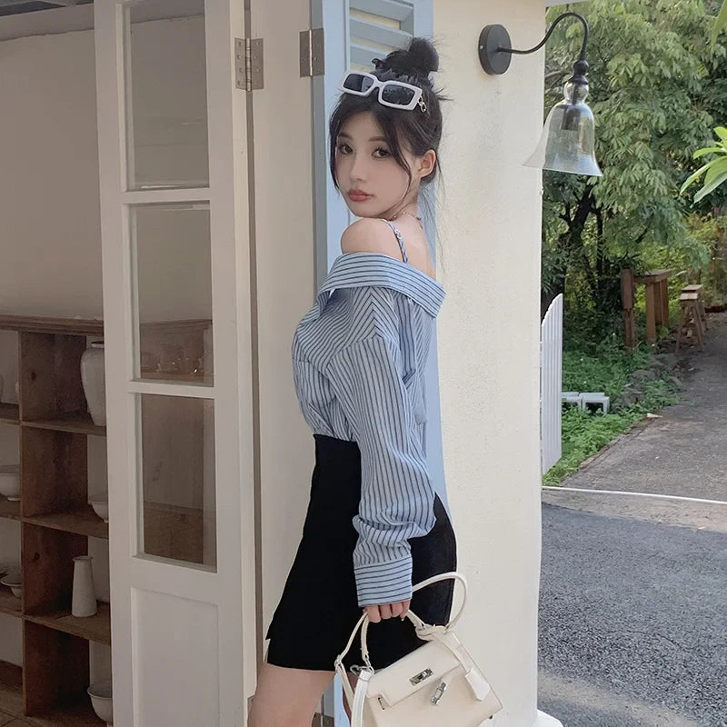 Gidyg Women Sexy Split Shorts Skirt Summer Korean High Waist Office Ladies Mini Skirt Fashion CasuaBlack ALine Skirts YL23189LL - Image 3