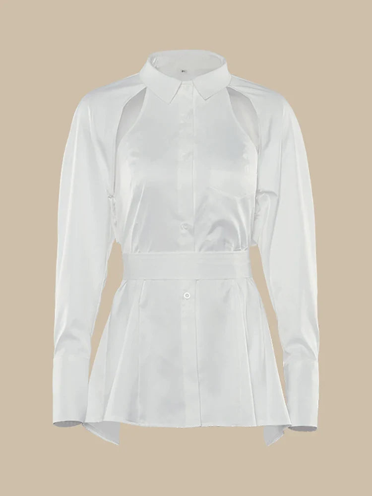 White Shirt Women Blouse Autumn Turn-down Collar Long Sleeve Lace Up Sexy Blouse Shirts Elegant Ladies Streetwear Blusas - Image 4
