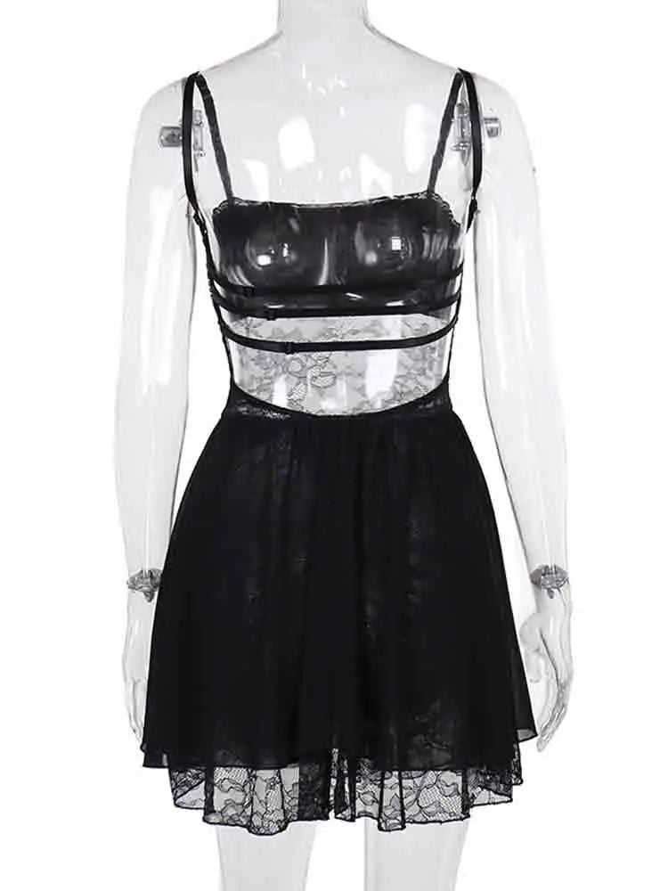 Black Hollow Out Backless Sexy Dress For Women Ruffle Holiday Casual Dress Bodycon Mini Summer Dress Vestidos - Image 6