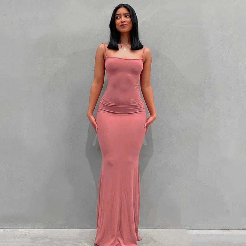 hirigin Sexy Long Dresses Daily WearWomen Sleeveless Fish Tail Dress, Solid Color Spaghetti Strap Bodycon Long Skirt - Image 15
