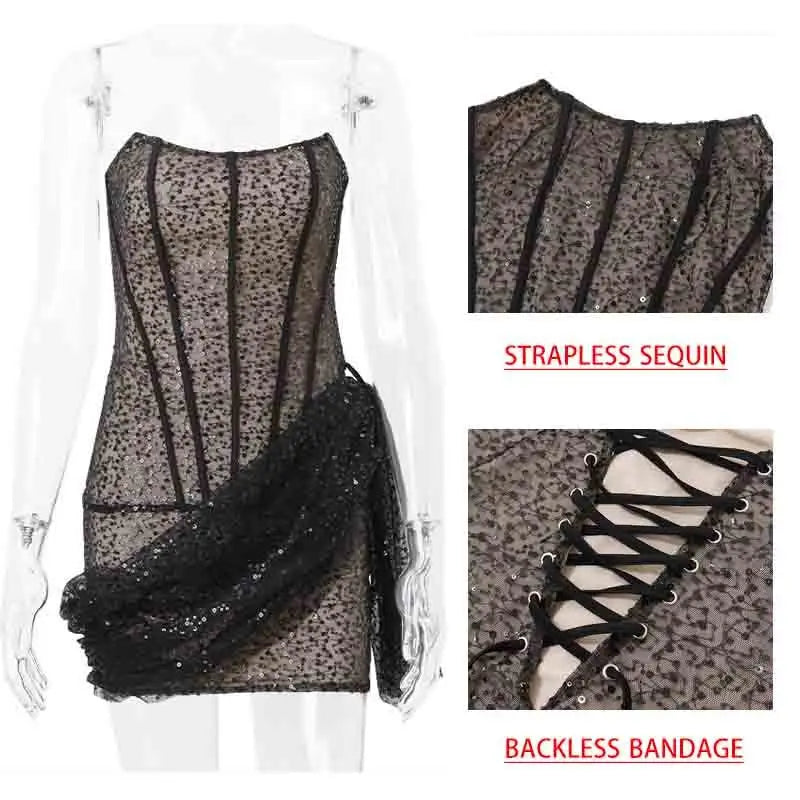 Backless Strapless BandSexy Dress For Women Robes Elegant Evening Party Dress Bodycon Mini Summer Dress Vestidos - Image 5
