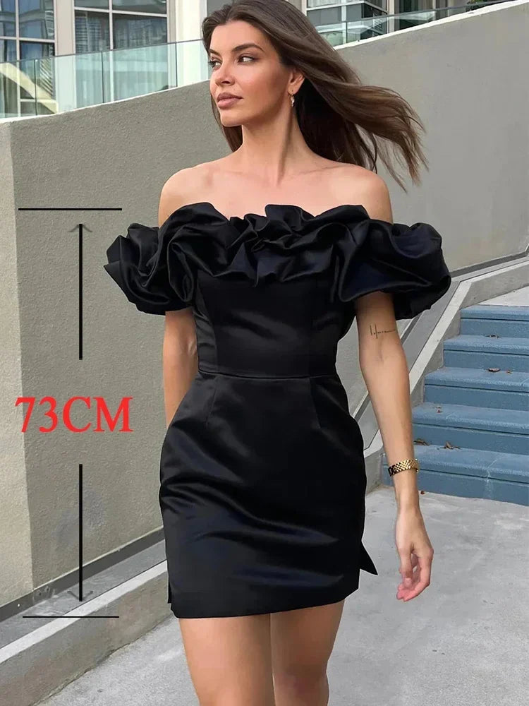 Summer White Ruffle Bodycon Party Dress Elegant Off The Shoulder Wedding Guest Dress Mini Celebrity Even Dress Short - Image 2