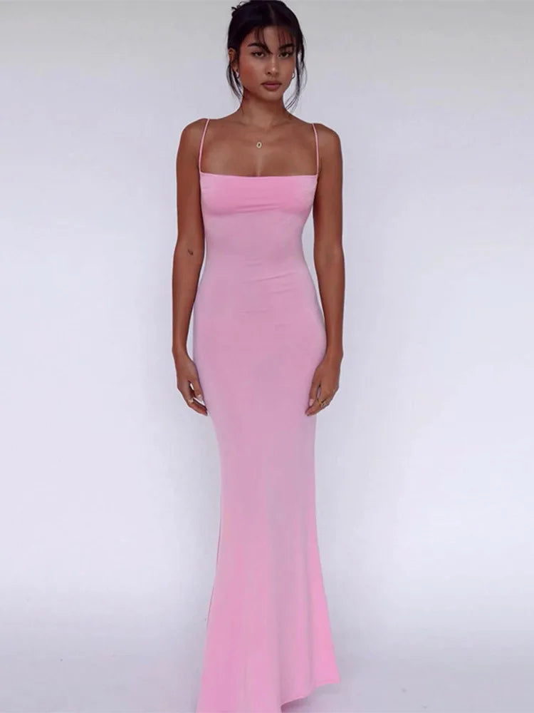 Spaghetti Strap Backless Maxi Dress For Women Sundress Summer Sleeveless Bodycon Beach Party Long Dress Vestido - Image 5