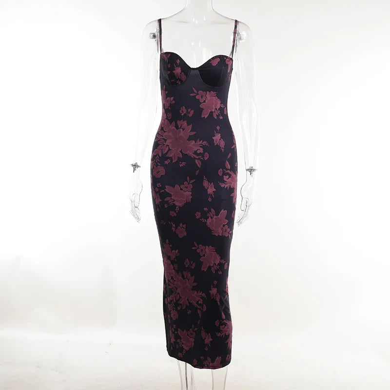 Spaghetti Strap Floral Print Maxi Prom Dress Sexy Mesh Bride Wedding Guest Dress Women Evening Party Dresses Slim JY23103MH - Image 5