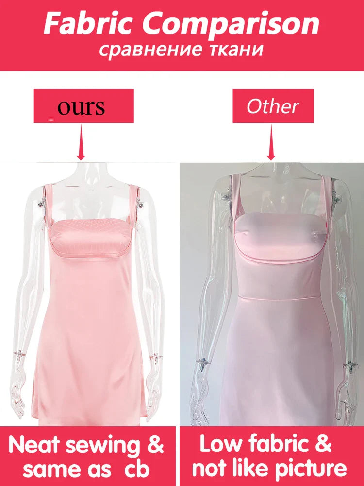 Dress for Women A-Line Pink Dress Sexy Satin Party - Image 3