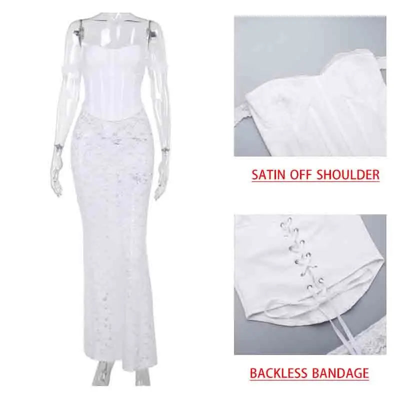Black Satin Backless Sexy Two Piece Set Off Shoulder Top Long Skirt Women Set Elegant Evening Party 2 Piece Set Women - Image 5