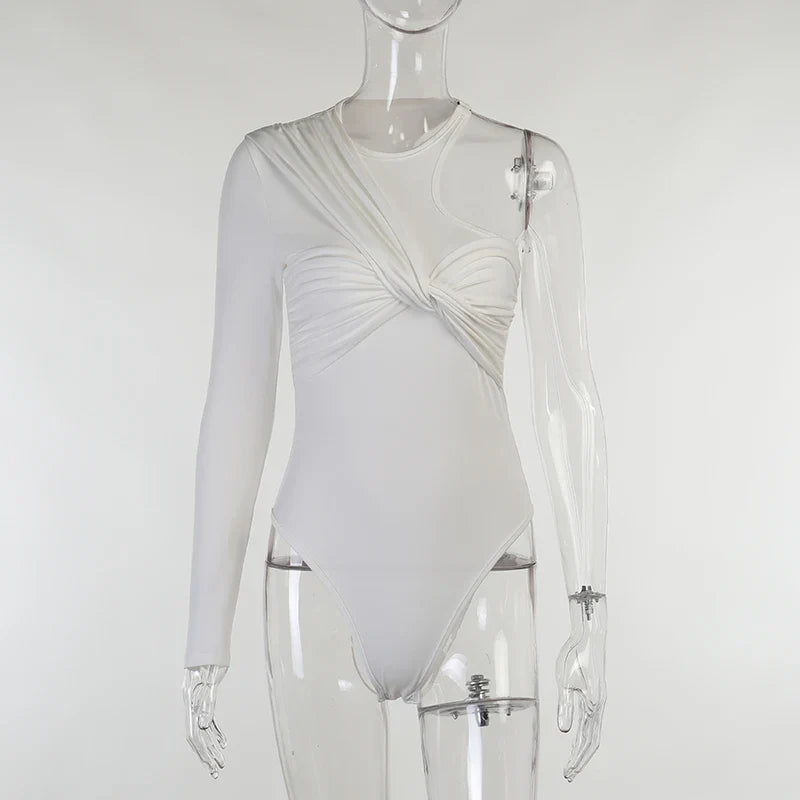 Summer sexy jumpsuitsï¼ŒKnitted one shoulder white jumpsuit,Fold the tight typeï¼ŒSexy female Fashion leisure coat SY21306PF - Image 4