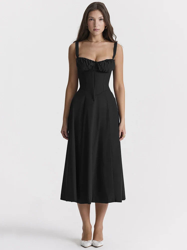 Spaghetti Strap Sleeveless A-line Midi Dress Women Fashion Backless Slipdress Ladies Elegant Sexy Long Dress Elegant - Image 7