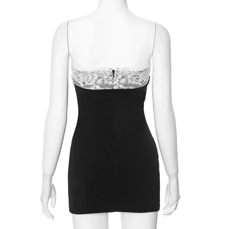 Strapless Backless Sexy Lace Trim Party Club Birthday Y2K Mini Dress for Women Bodycon Summer Sleeveless Evening Dresses - Image 6