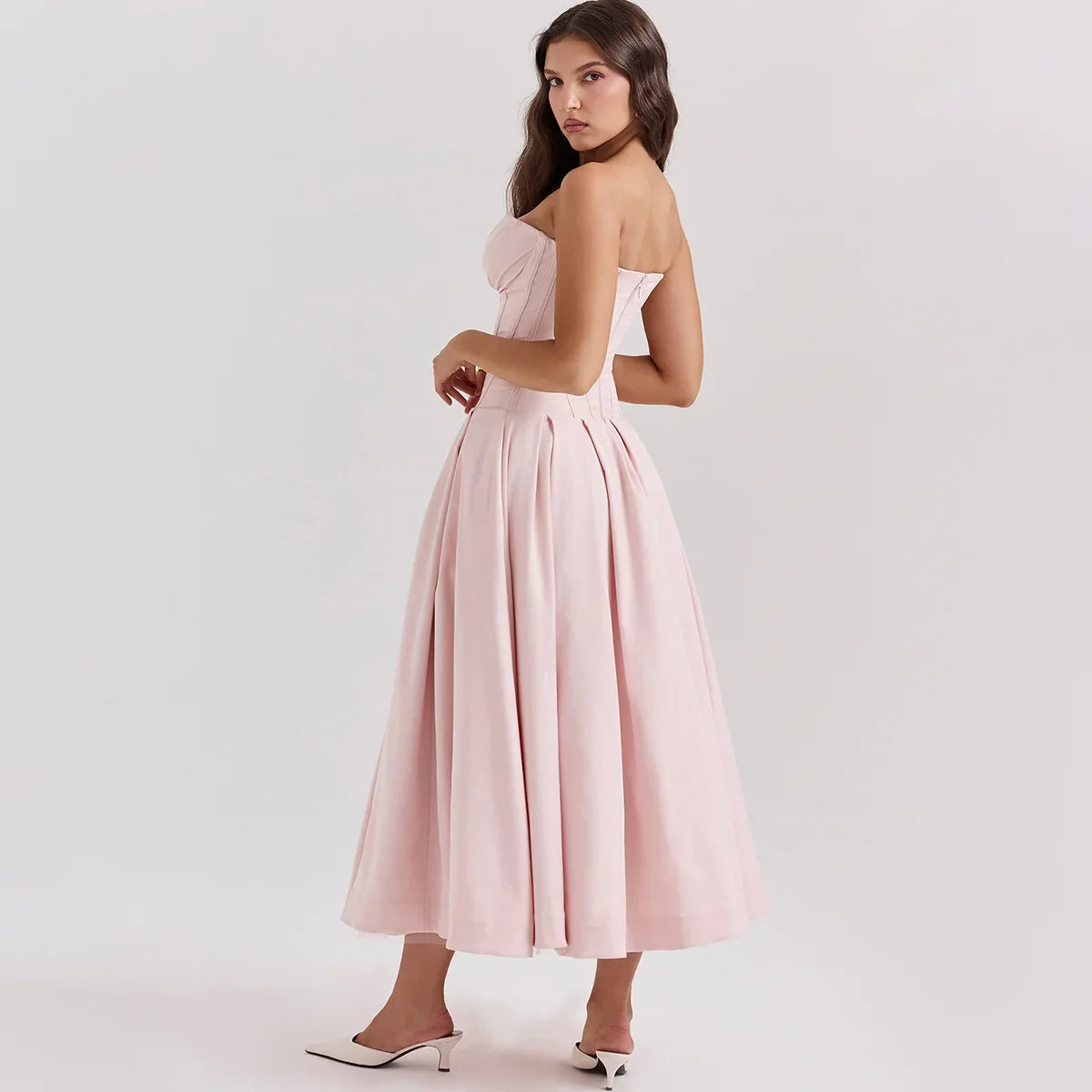 Captivate in Elegance Strapless Midi Dress for Summer Occasions - Image 8