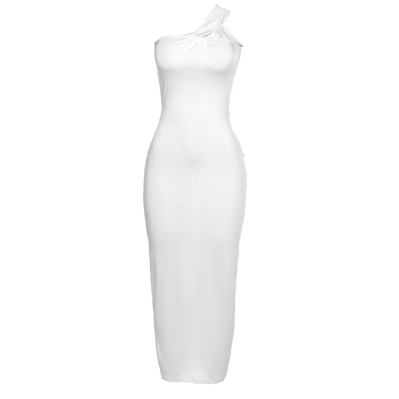 Sexy Backless Maxi Dress For Women Robe Winter Off-shoulder Sleeveless Bodycon Ruched Long Dress Vestido - Image 4