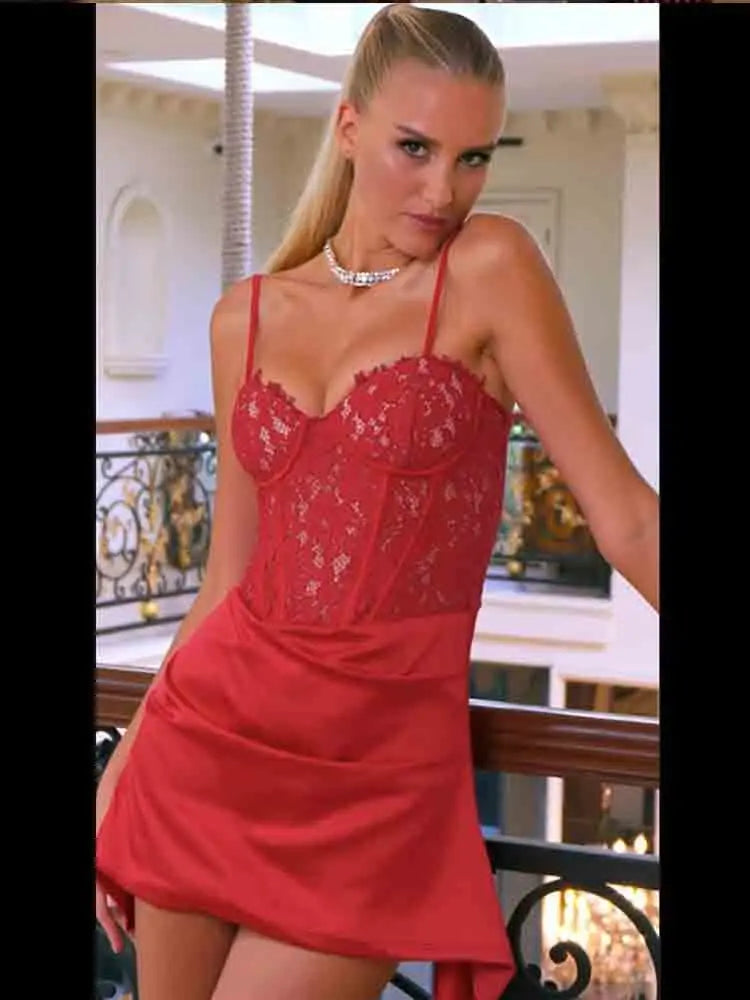 Avrilyaan Satin Lace Backless Sexy Dress Women Hollow Out Robe Elegant Evening Party Dress Bodycon Summer Mini Dress Vestidos - Image 3