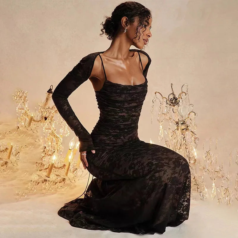 Summer Long Lace Maxi Formal Occasion Dress