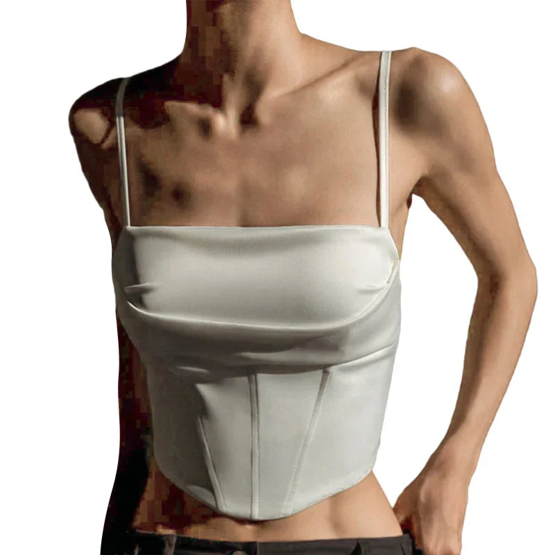 Women Sleeveless Spaghetti Strap Bustier Corset Tank Top Sexy Backless Skinny Crop Tops Summer Elegant Party Streetwear - Image 4