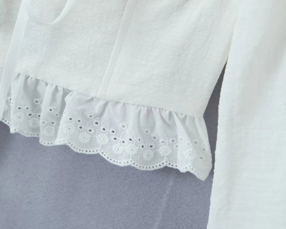 Summer Lantern Sleeve White Crop Top - Image 5
