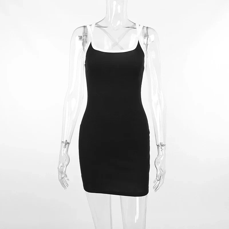 Women Black Slim A-line Sexy Bodycon Dress Backless Off Shoulder Solid Dress Streetwear Dress For Women Summer YY22214DG - Image 4
