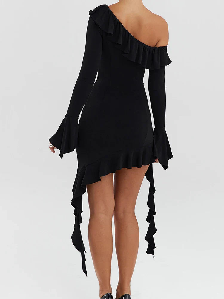 Elegant Long Sleeved Dress For Women Sloping Shoulders Bodycon Female Wrap Buttocks Dress Slim Party Club Evening Dress - Image 5