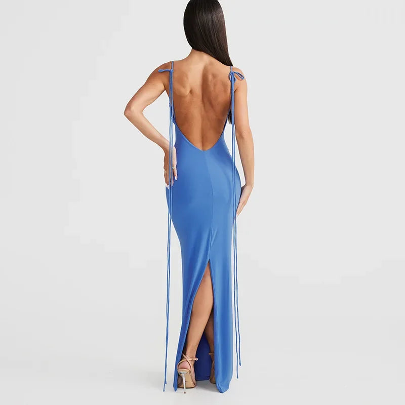 BandHalter Sexy Backless Evening Birthday Maxi Dresses for Women Summer Sleeveless Bodycon Y2K Party Club Long Dress - Image 4