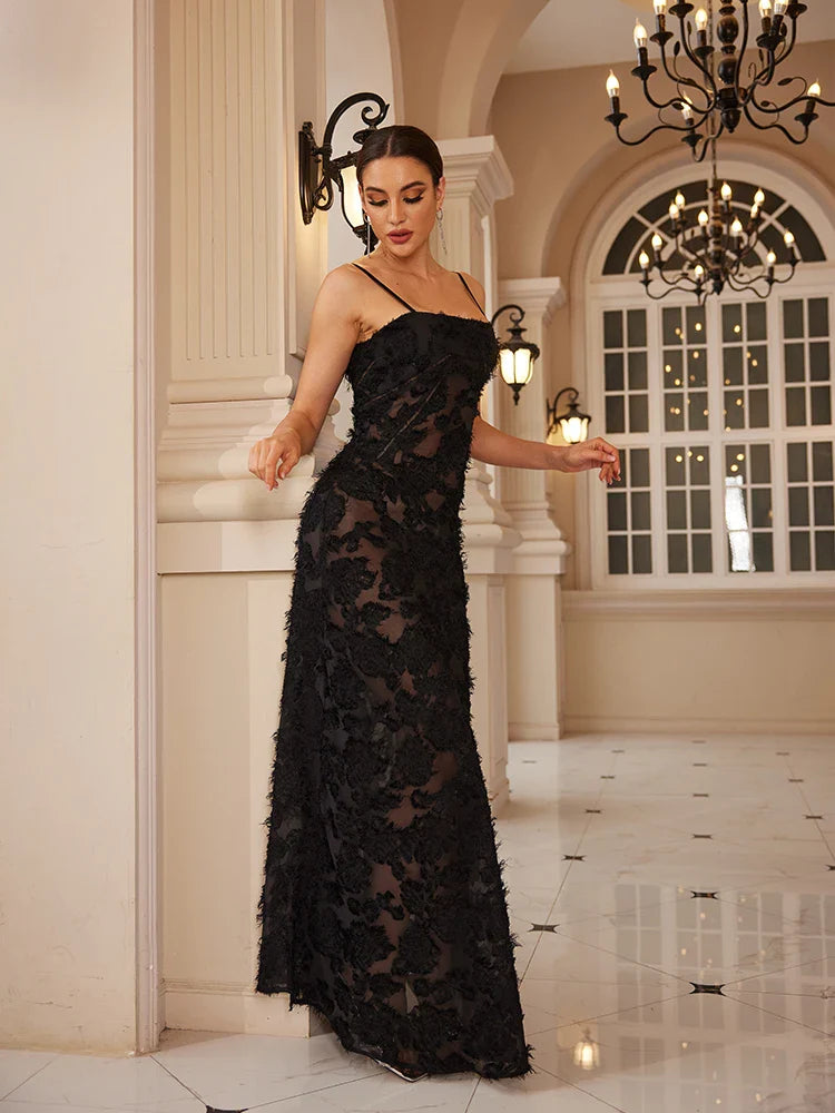 Formal Occasion Dresses Maxi Black Appliques Dresses for Dancing Parties Long Elegant and Beautiful Women Dress - Image 4