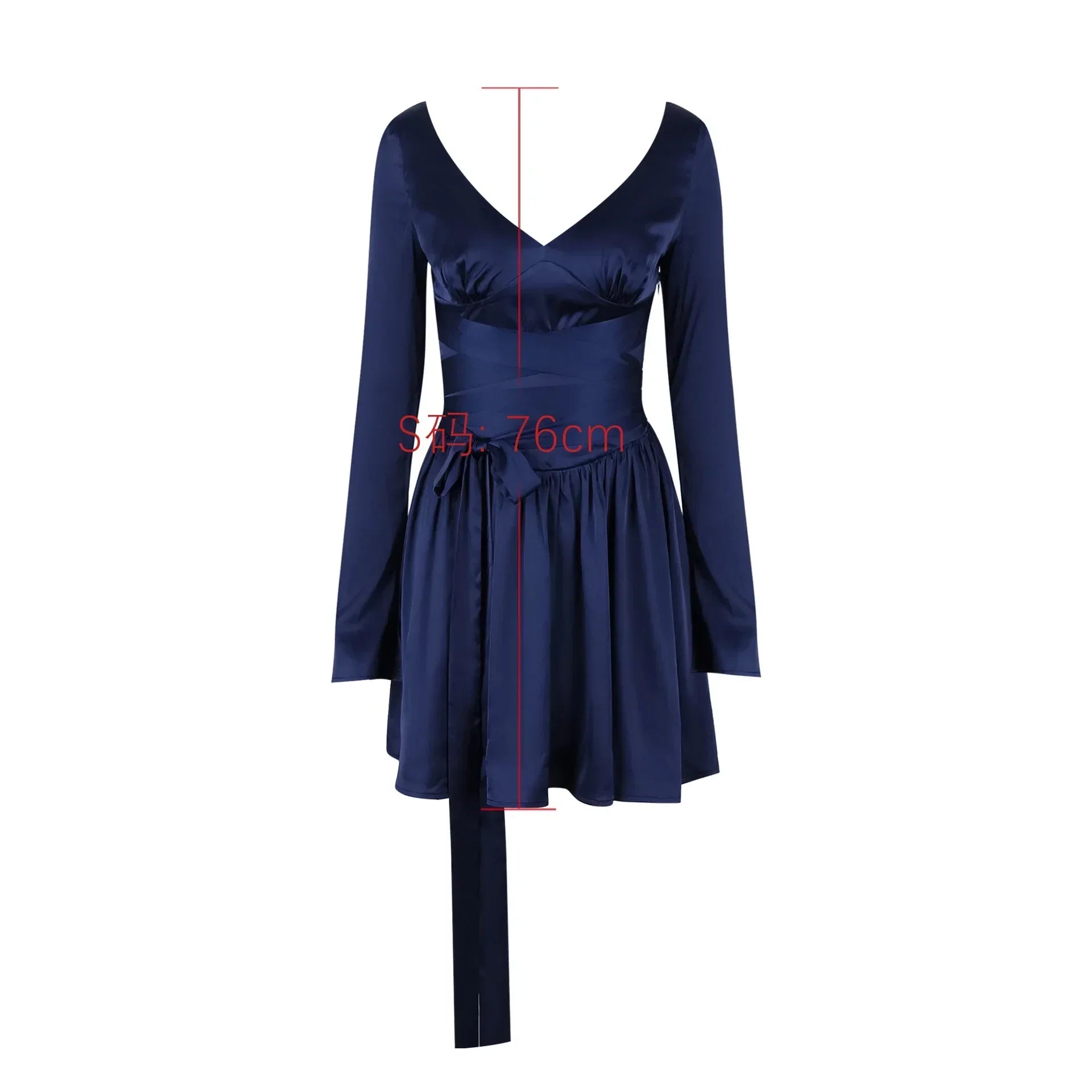 Autumn and Winter Long Sleeve Dresses for Women V Neck Belt Dress Casual Birthday Party Dresses Women Clothing - Image 7