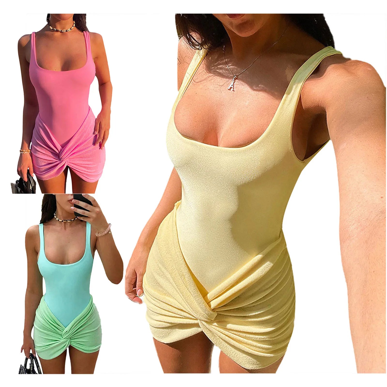 Fashion Casual Summer Beach Outfits Set Women Sexy Bodysuit Tops Mini Low Waisted Bodycon Skirt Party 2 Piece Matching Set 2023 - Image 8