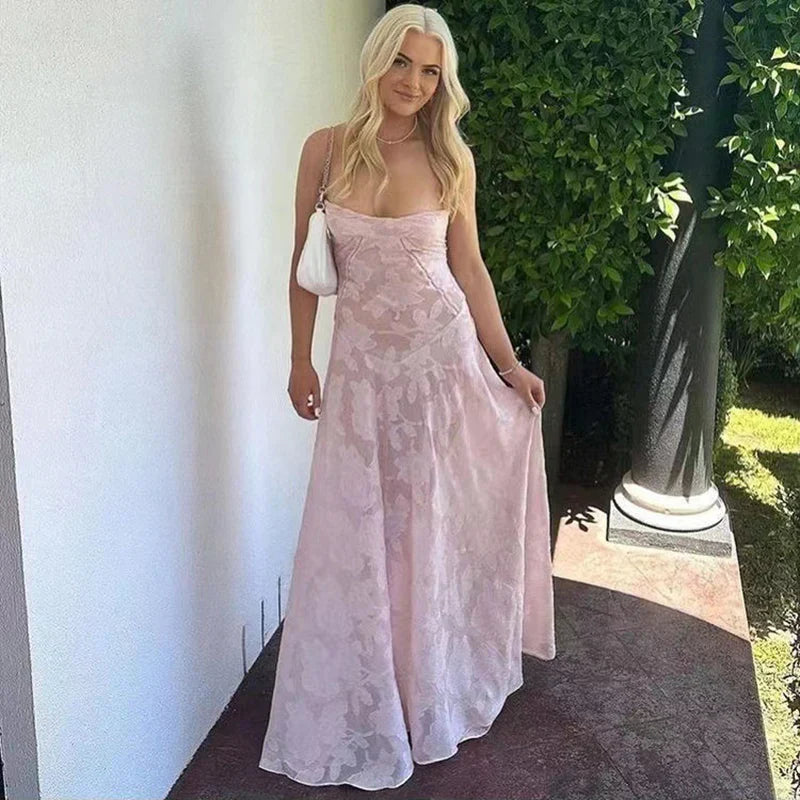 Sexy Spaghetti Maxi Dress For Women Plunge Off Shoulder Floral - Image 3