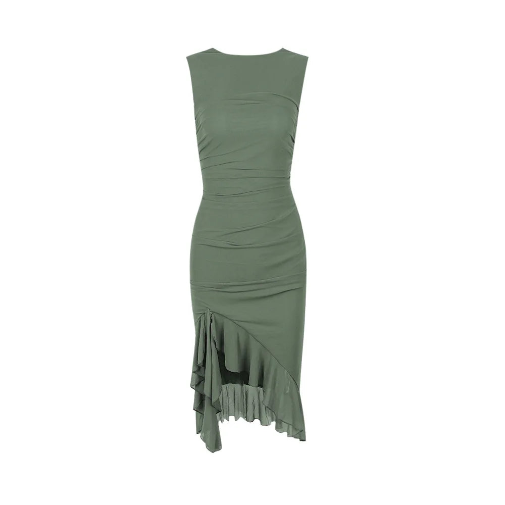 Clearance sale ! Elegant Bodycon Hem Mesh Dress Sexy Green Mini Mermaid Birthday Party Dresses Lined Women Summer Dresses 2023 - Image 6