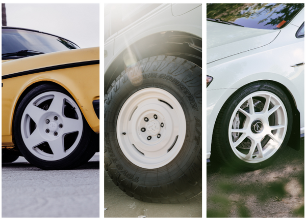 fifteen52 wheels on cars collage- all white wheels