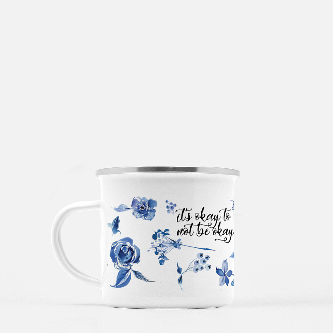 Watercolor Delft Roses Coffee Mug – It’s Okay to Not Be Okay