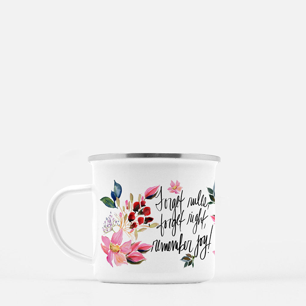 Watercolor Dahlia Coffee Mug – Forget Rules, Forget Right, Remember Joy