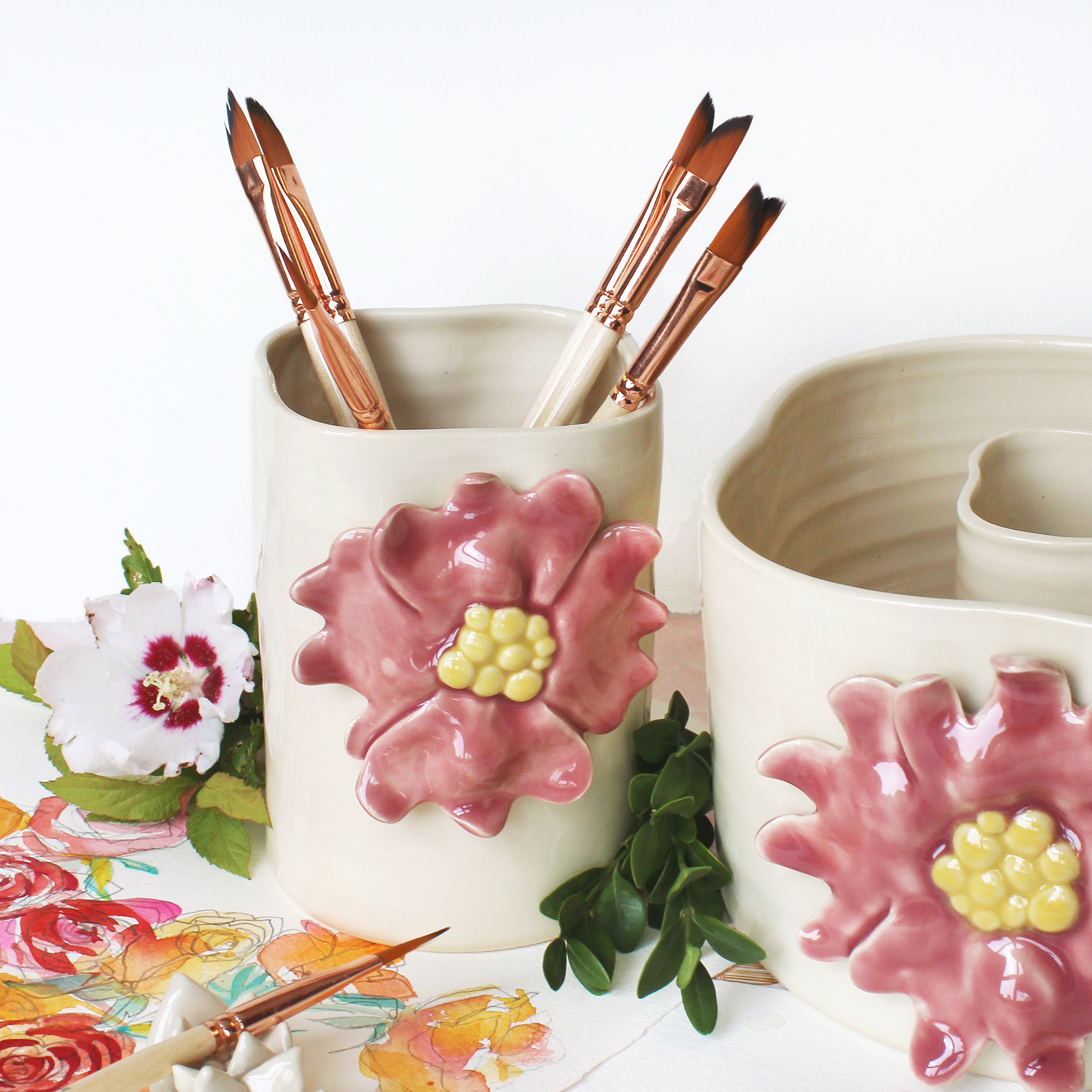 Special Edition Ceramic Brush Holder - Pink - Unique Shopping for