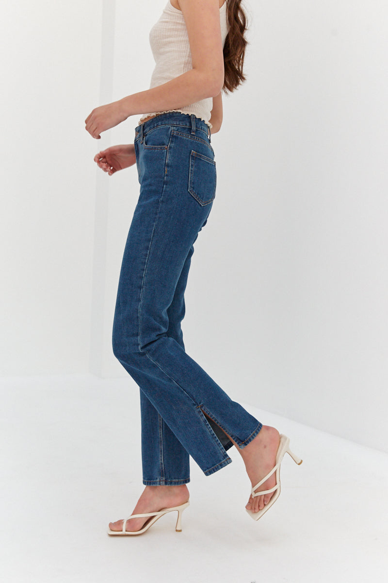 jeans with slits at ankle