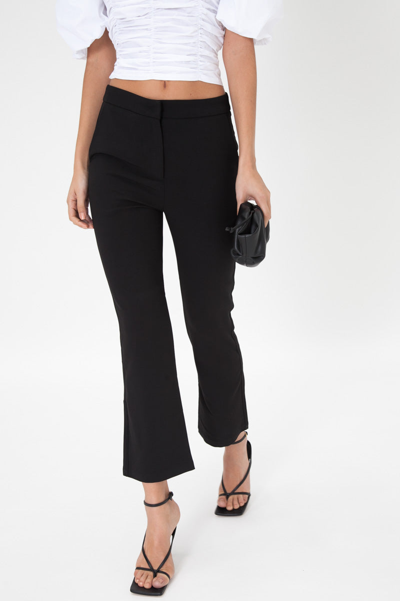 black flare crop pants