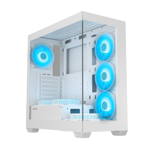 ANT ESPORTS CRYSTAL X7 ATX COMPUTER CASE/GAMING CABINET WITH TYPE-C WHITE