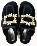 black suede diamonds sandals *pre-order*