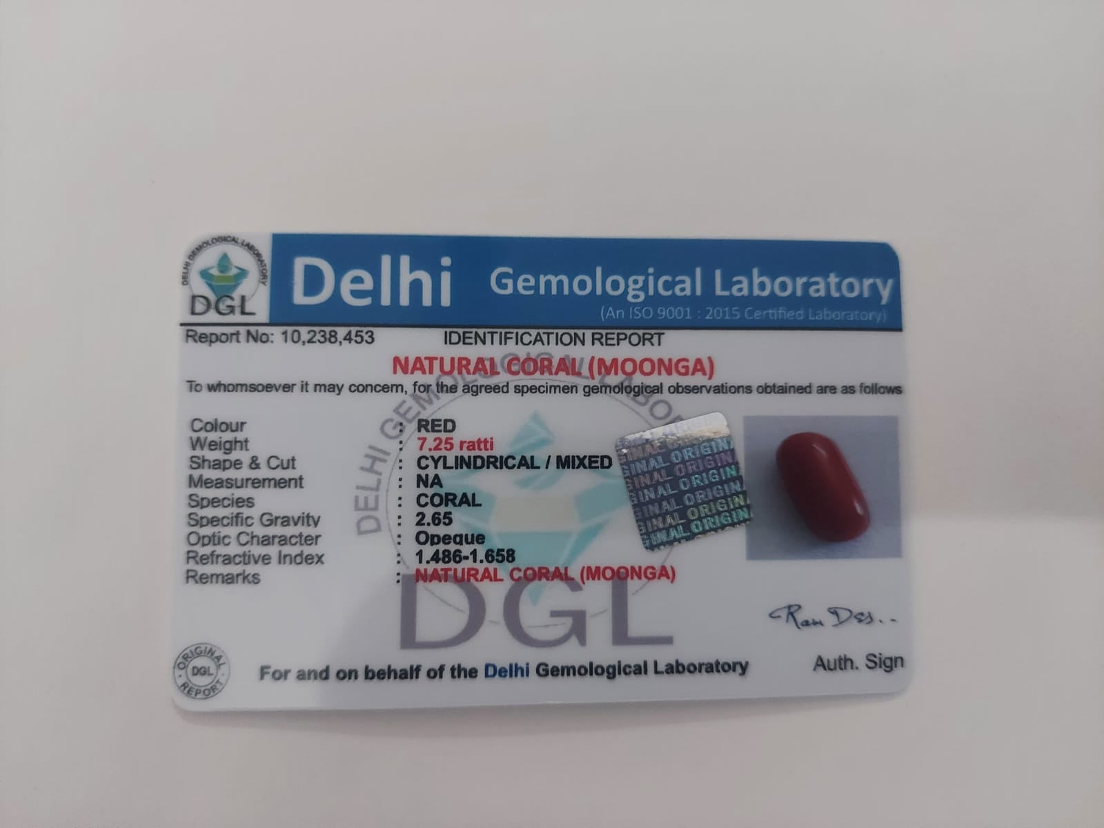 Red Coral stone | Moonga stone | 7.25 ratti | Certificate