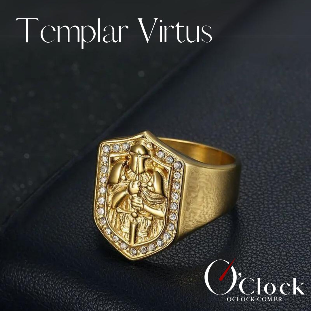 Anel Moeda Antiga com Zircônias - Templar Virtus