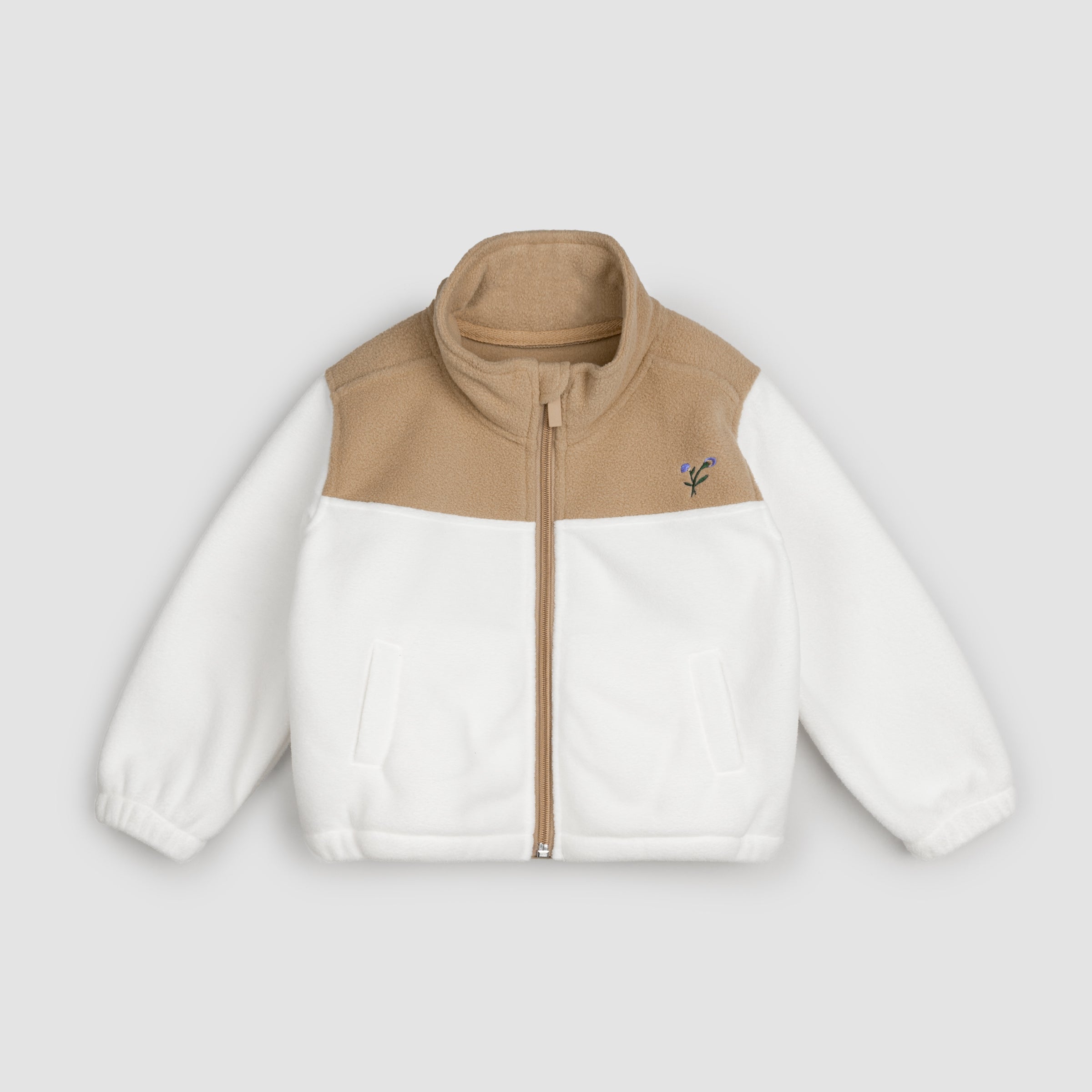 Latte and Off-White Floral Fleece Jacket – miles the label