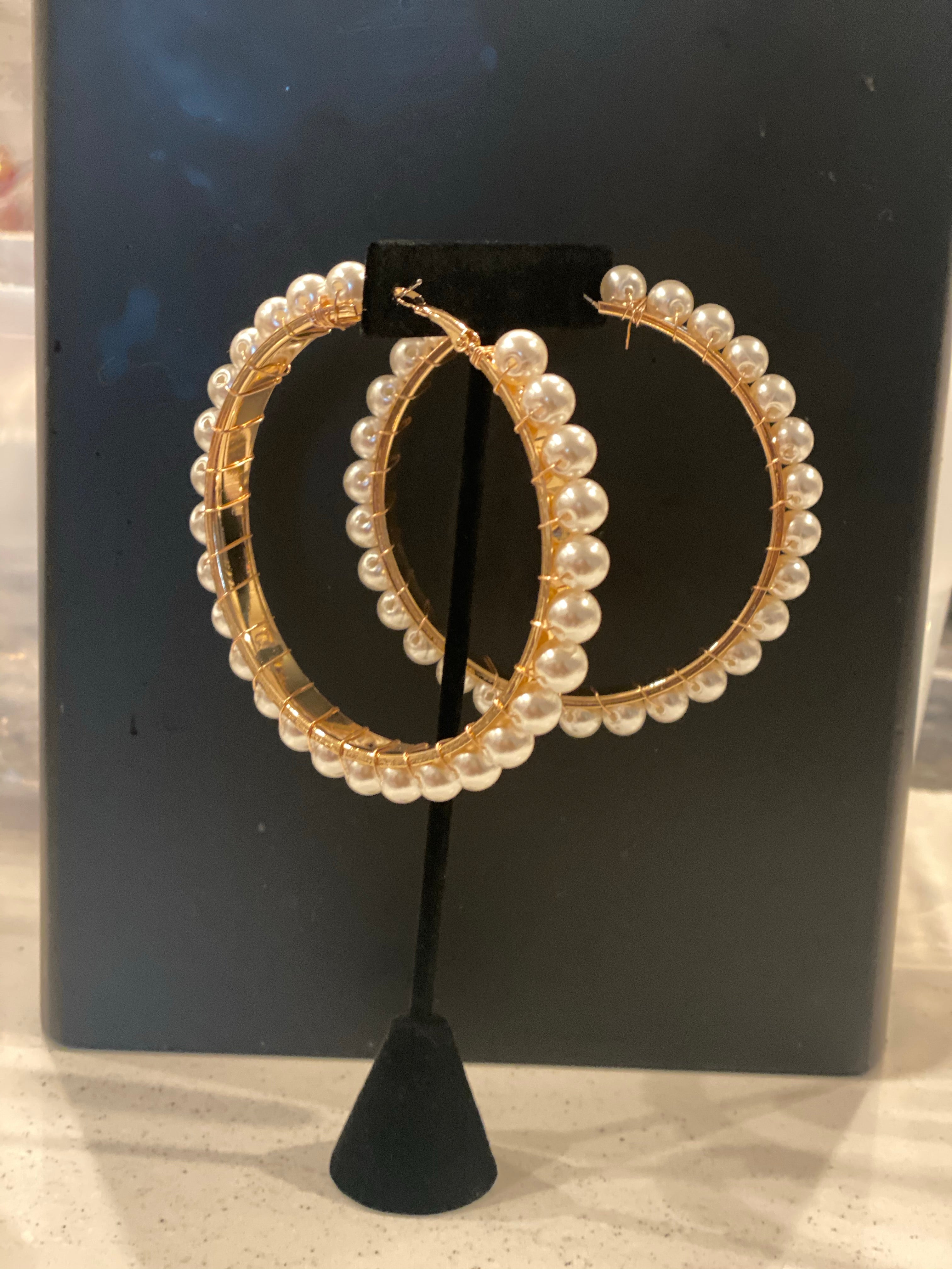 Oversized Pearl Hoop Earrings - Aundrea Love Collection